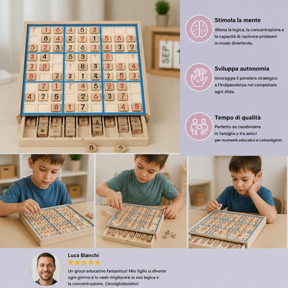 Tavola Sudoku in Legno – Gioco Educativo di Logica e Matematica