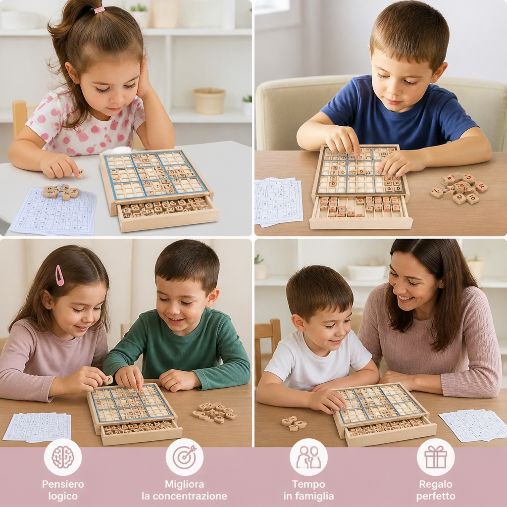 Tavola Sudoku in Legno – Gioco Educativo di Logica e Matematica