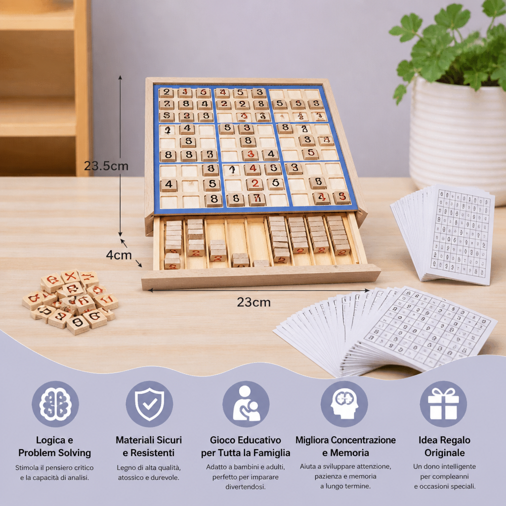 Tavola Sudoku in Legno – Gioco Educativo di Logica e Matematica