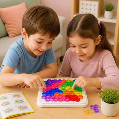 Tavola Puzzle con Perline Arcobaleno – Gioco di Logica e Problem Solving