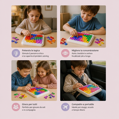 Tavola Puzzle con Perline Arcobaleno – Gioco di Logica e Problem Solving