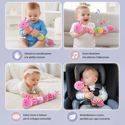 Caterpillar Sonaglio Sensoriale e Musicale in Peluche
