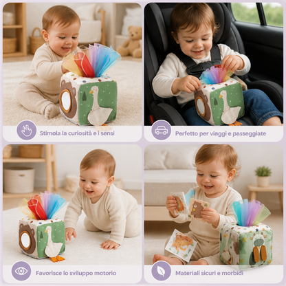 Scatola Sensoriale Montessori per Neonati – Morbido Gioco Frusciante e Tattile