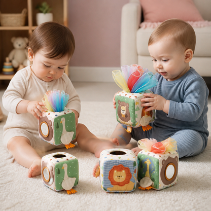 Scatola Sensoriale Montessori per Neonati – Morbido Gioco Frusciante e Tattile
