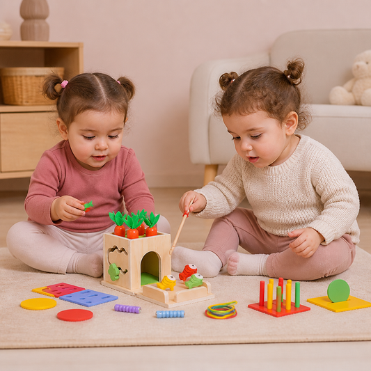 Cubo Educativo Montessori in Legno 6-in-1 con Forme e Figure
