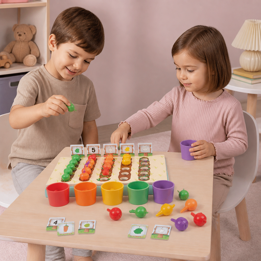 Gioco Montessori della Fattoria per Imparare a Ordinare Colori e Numeri