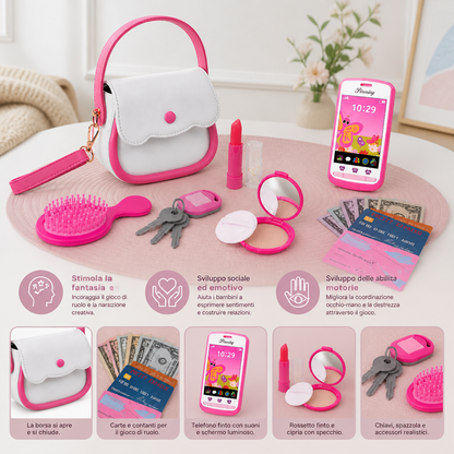 Set Borsa Giocattolo per Bambini con Telefono, Trucco e Accessori