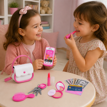 Set Borsa Giocattolo per Bambini con Telefono, Trucco e Accessori