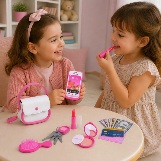 Set Borsa Giocattolo per Bambini con Telefono, Trucco e Accessori