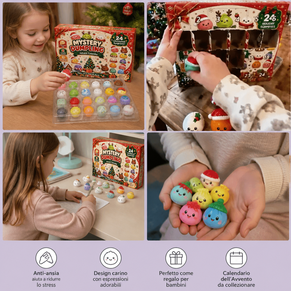 Calendario dell’Avvento con Mini Giochi Squishy a Forma di Gyoza