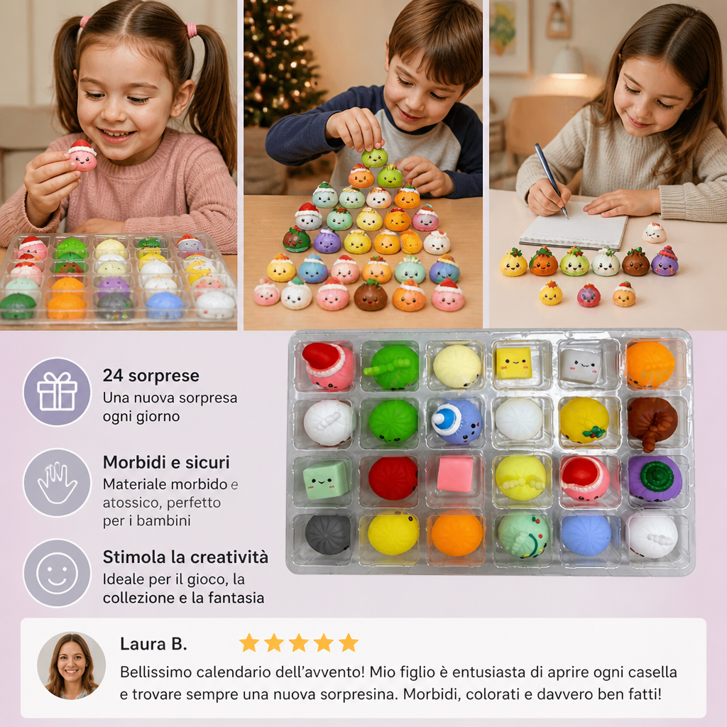 Calendario dell’Avvento con Mini Giochi Squishy a Forma di Gyoza