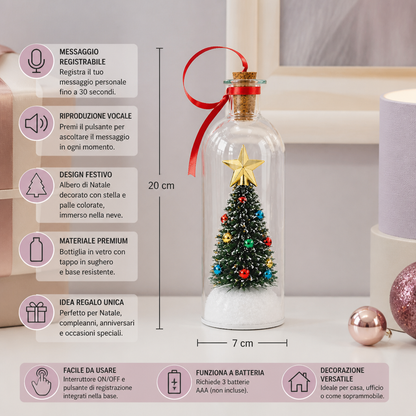 Decorazione natalizia a forma di bottiglia con messaggio registrabile e riproduzione vocale