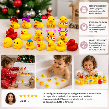 Calendario dell’Avvento natalizio con paperelle di gomma