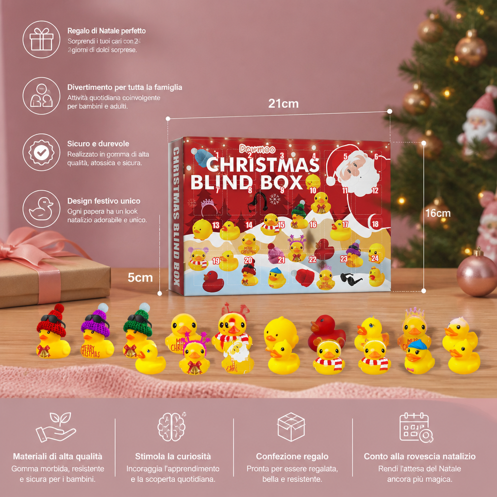 Calendario dell’Avvento natalizio con paperelle di gomma