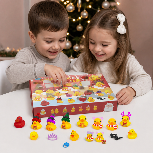 Calendario dell’Avvento natalizio con paperelle di gomma