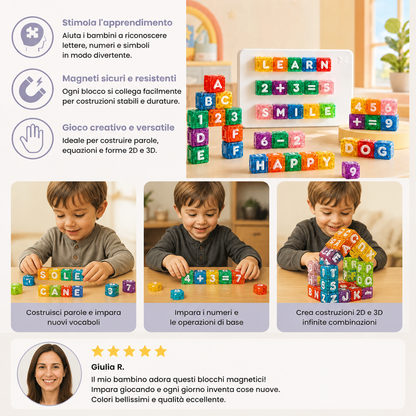 Set educativo magnetico da 40 pezzi con lettere e numeri – Gioco Montessori STEM per bambini