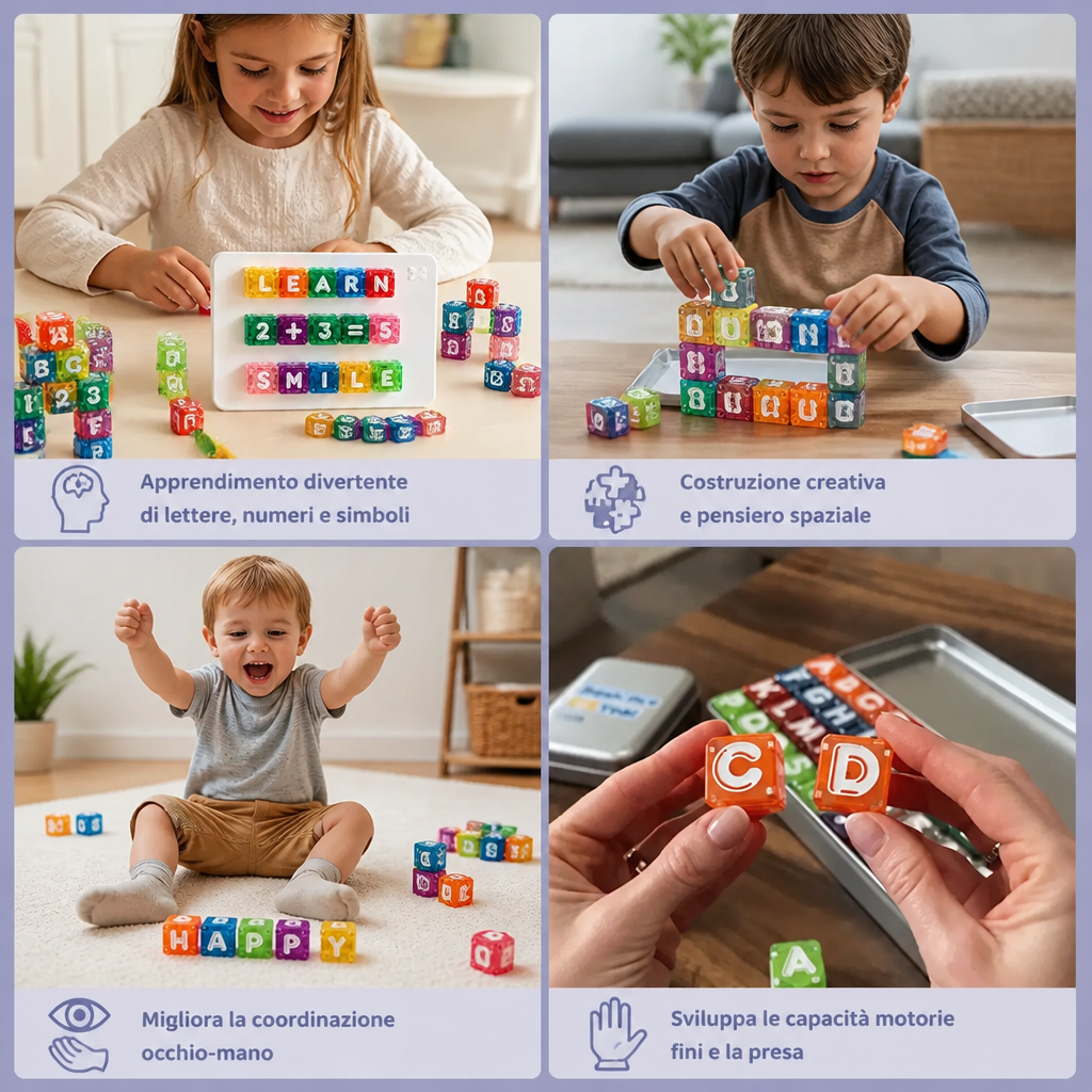 Set educativo magnetico da 40 pezzi con lettere e numeri – Gioco Montessori STEM per bambini