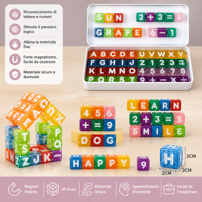 Set educativo magnetico da 40 pezzi con lettere e numeri – Gioco Montessori STEM per bambini