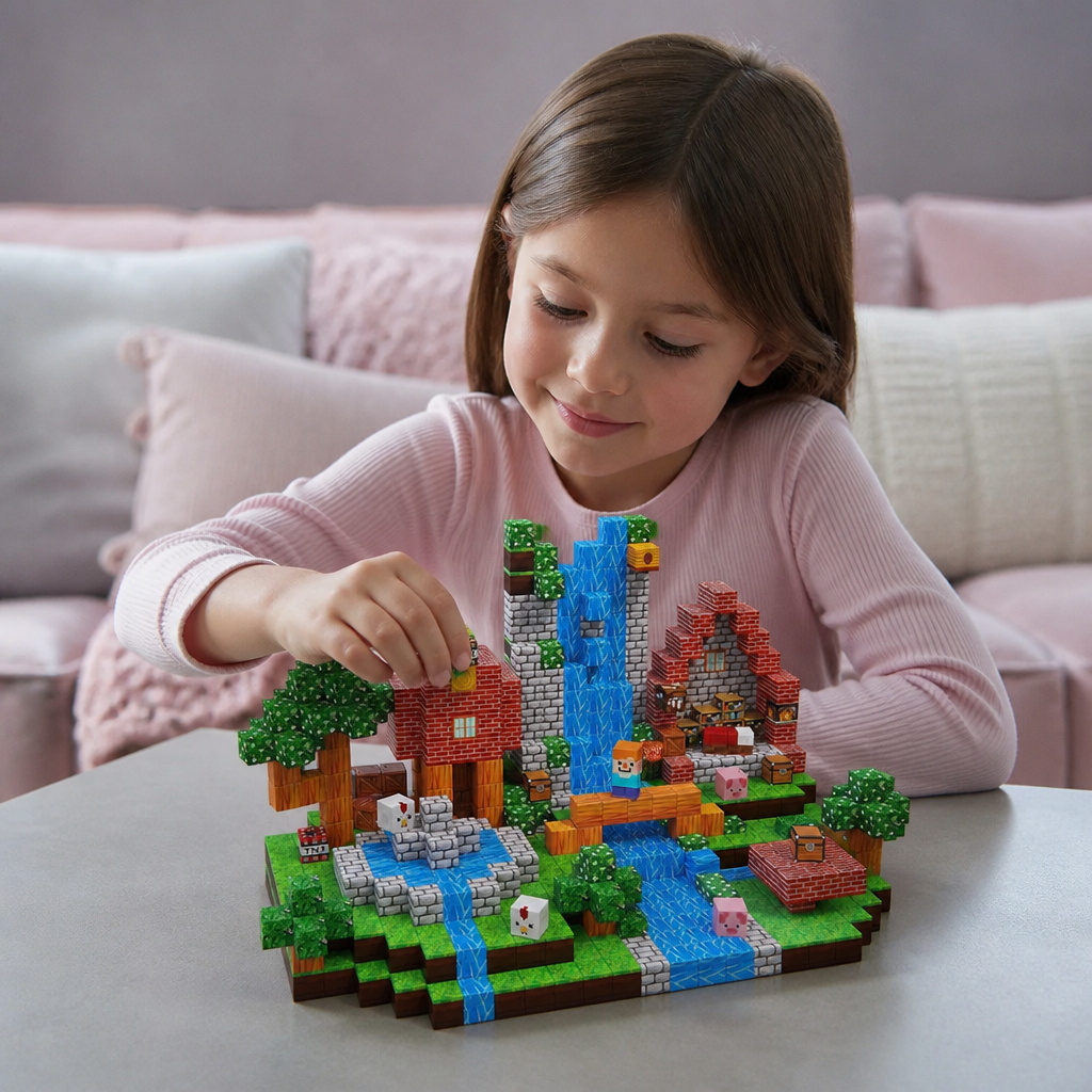 Set da 100 Cubi Magnetici da Costruzione – Giocattolo Montessori STEM per Bambini