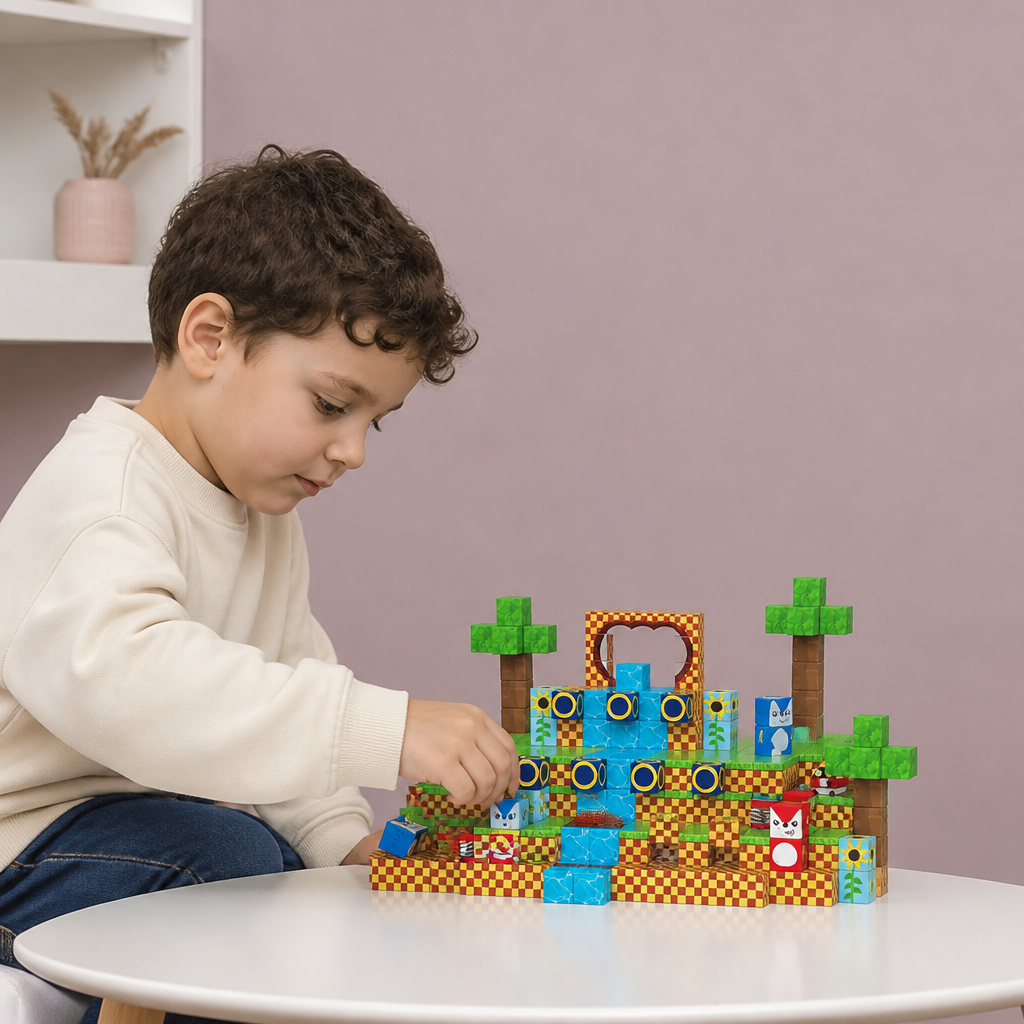 Set da 100 Cubi Magnetici da Costruzione – Giocattolo Montessori STEM per Bambini