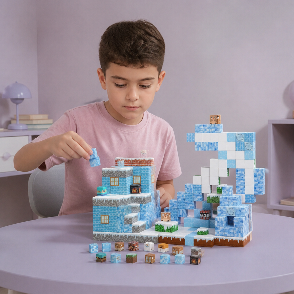 Set da 100 Cubi Magnetici da Costruzione – Giocattolo Montessori STEM per Bambini