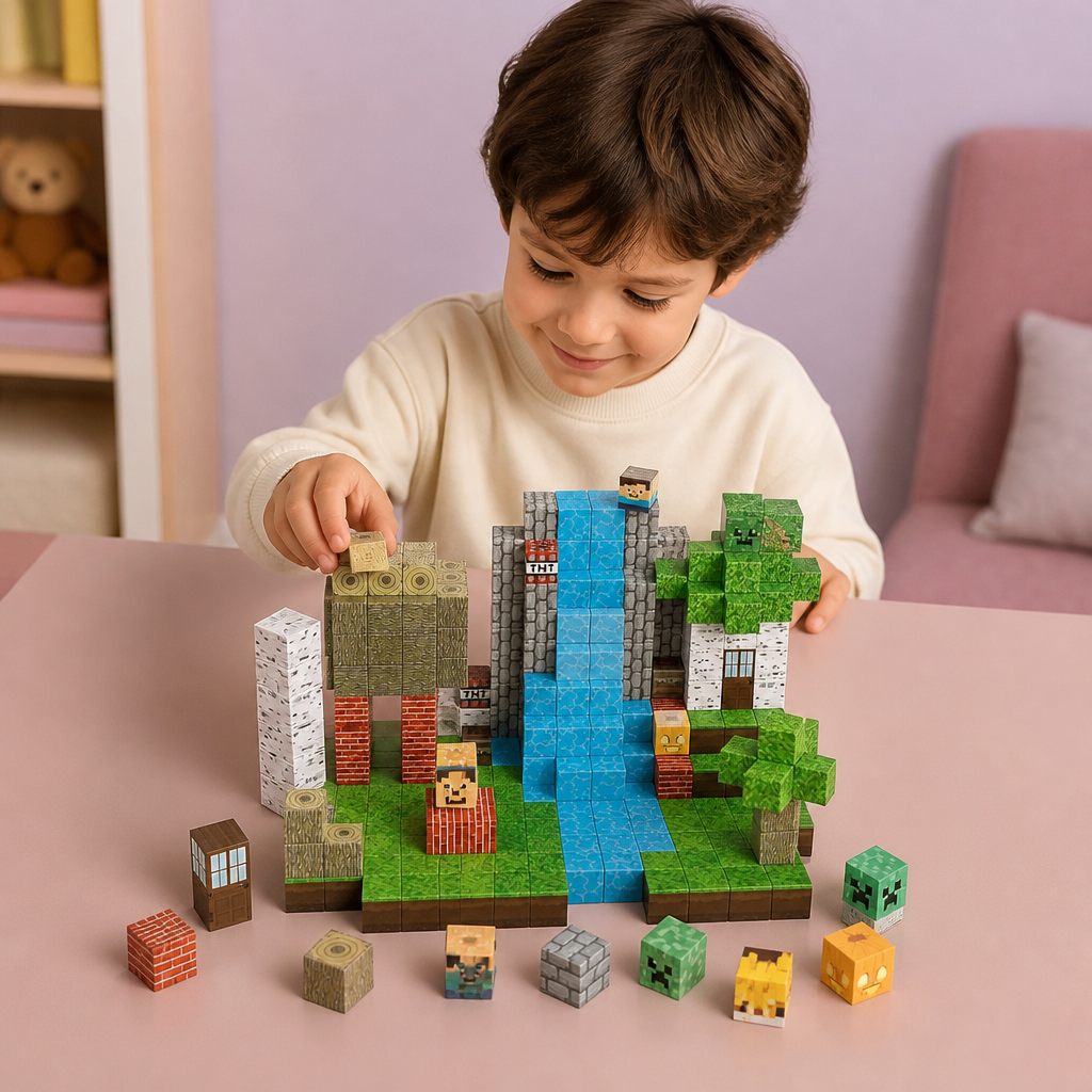 Set da 100 Cubi Magnetici da Costruzione – Giocattolo Montessori STEM per Bambini