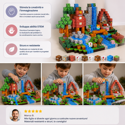 Set da 100 Cubi Magnetici da Costruzione – Giocattolo Montessori STEM per Bambini