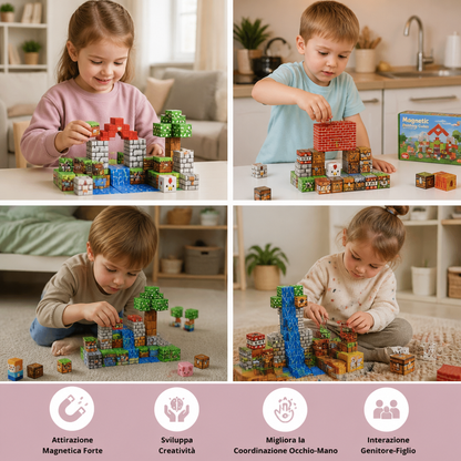 Set da 100 Cubi Magnetici da Costruzione – Giocattolo Montessori STEM per Bambini