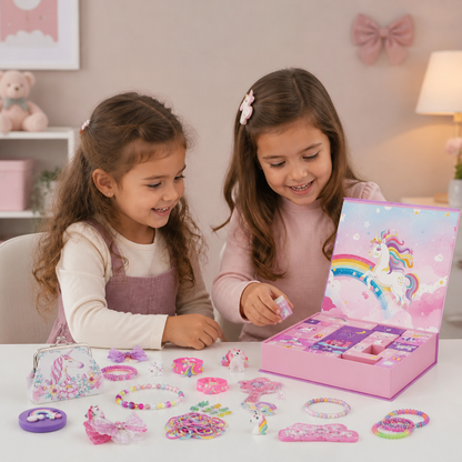 Calendario dell’Avvento di 24 Giorni a Tema Unicorno con Accessori per Capelli, Adesivi e Regali Sorpresa