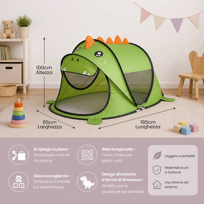 Tenda Gioco Dino Pieghevole per Bambini – Perfetta per le Giornate Calde e i Momenti di Gioco Accoglienti