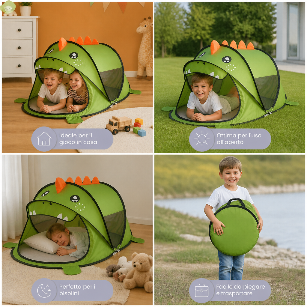 Tenda Gioco Dino Pieghevole per Bambini – Perfetta per le Giornate Calde e i Momenti di Gioco Accoglienti