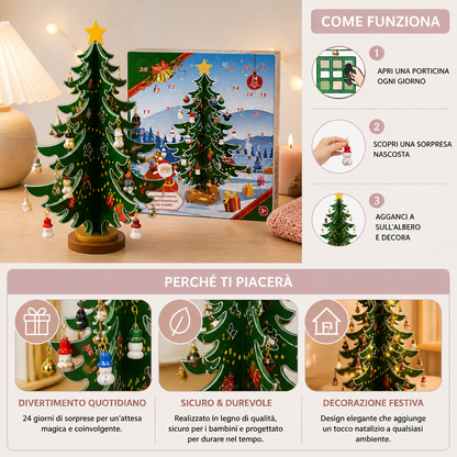 Calendario dell’Avvento di 24 Giorni con Mini Decorazioni per l’Albero di Natale per Bambini