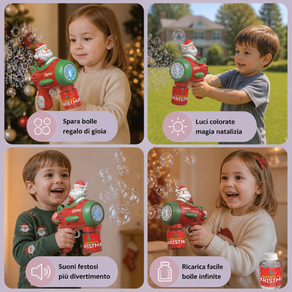 Pistola Elettrica per Bolle di Sapone Natalizia con Luci e Suoni per Bambini
