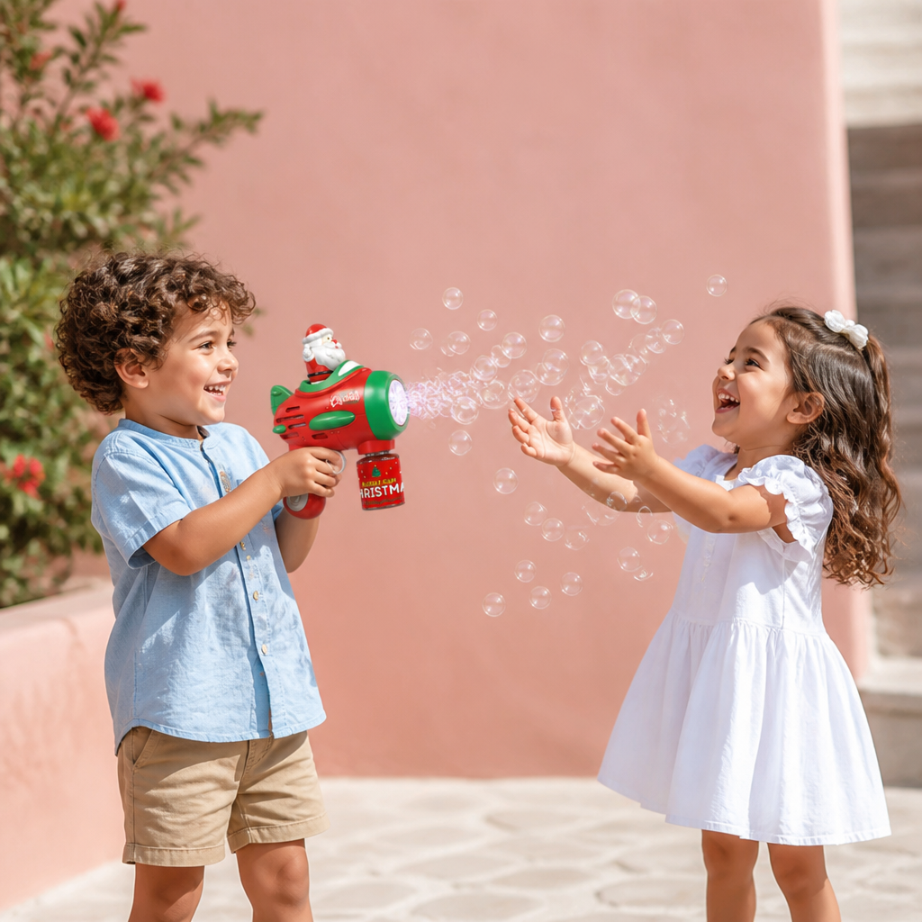 Pistola Elettrica per Bolle di Sapone Natalizia con Luci e Suoni per Bambini