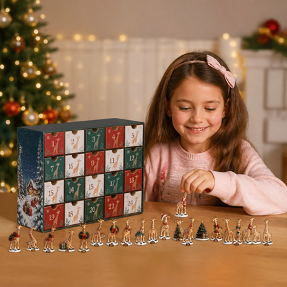 Calendario dell’Avvento di 24 giorni con figurine di giraffe natalizie