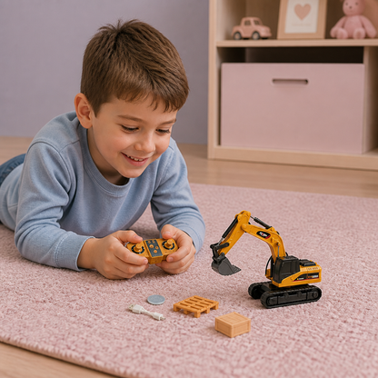 Veicoli da Costruzione Radiocomandati in Scala 1:64 – Carrello Elevatore, Escavatore, Dumper e Bulldozer