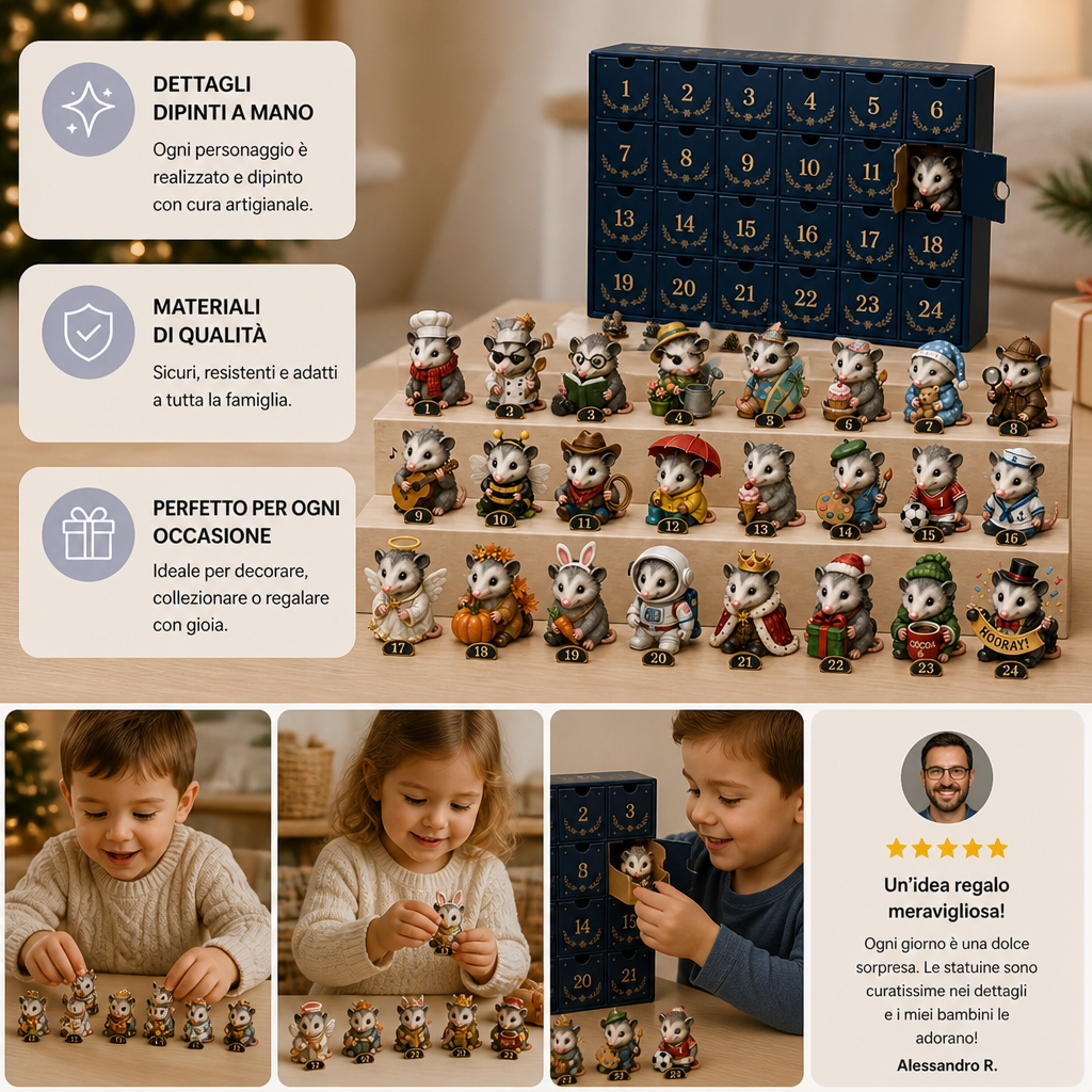 Calendario dell’Avvento di 24 Giorni con Magici Opossum