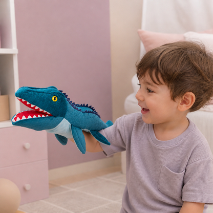 Divertente Burattino di Peluche a Forma di Dinosauro