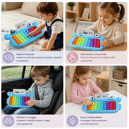 Tablet Educativo Interattivo con Schede Didattiche Parlanti, Tastiera Pop-It e Giochi di Ortografia e Fonetica