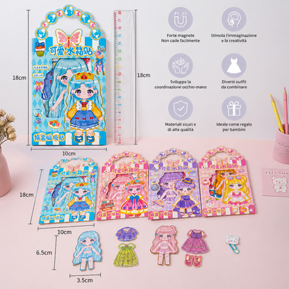 Set di Vestizione Magnetico da Principessa con Adesivi 3D