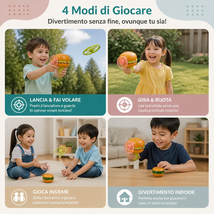 Giocattolo 2 in 1 per bambini – Trottola rotante e spinner volante con lanciatore
