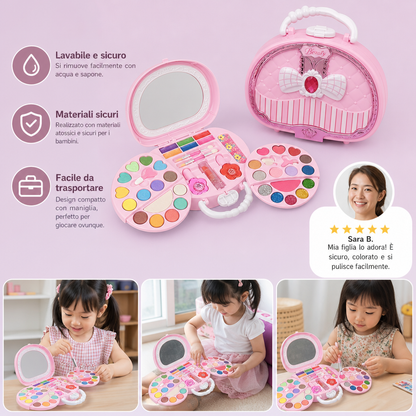Set trucco da principessa lavabile per bambini con smalto per unghie e scatola portaoggetti