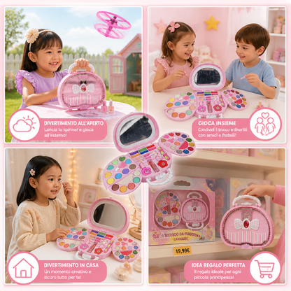 Set trucco da principessa lavabile per bambini con smalto per unghie e scatola portaoggetti