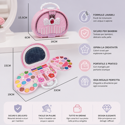 Set trucco da principessa lavabile per bambini con smalto per unghie e scatola portaoggetti