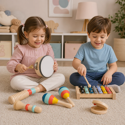 Set di strumenti musicali in legno – Giochi Montessori a percussione e ritmo per bambini