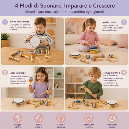 Set di strumenti musicali in legno – Giochi Montessori a percussione e ritmo per bambini