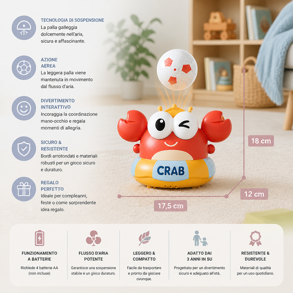 Giocattolo Elettrico a Forma di Granchio Galleggiante per Bambini