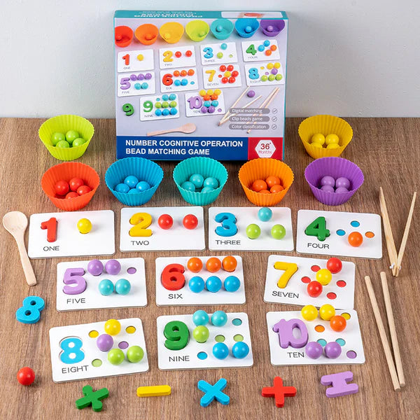 Puzzle di matematica Montessori per bambini | Gioco educativo di abbinamento di perline per il riconoscimento dei numeri e le abilità di conteggio