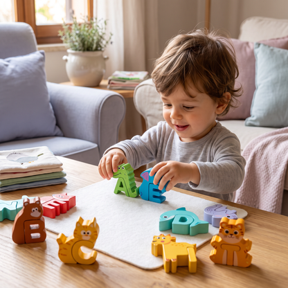 Set di 52 Blocchi 3D con Alfabeto Montessori