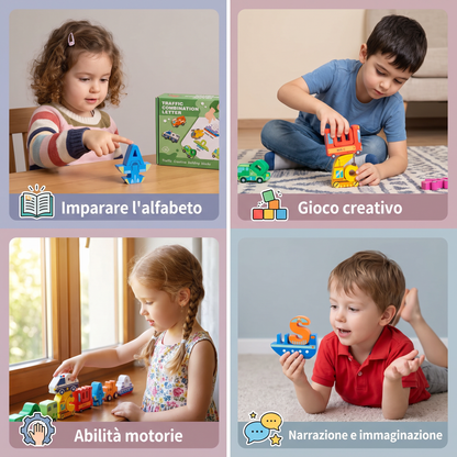 Set di 52 Blocchi 3D con Alfabeto Montessori